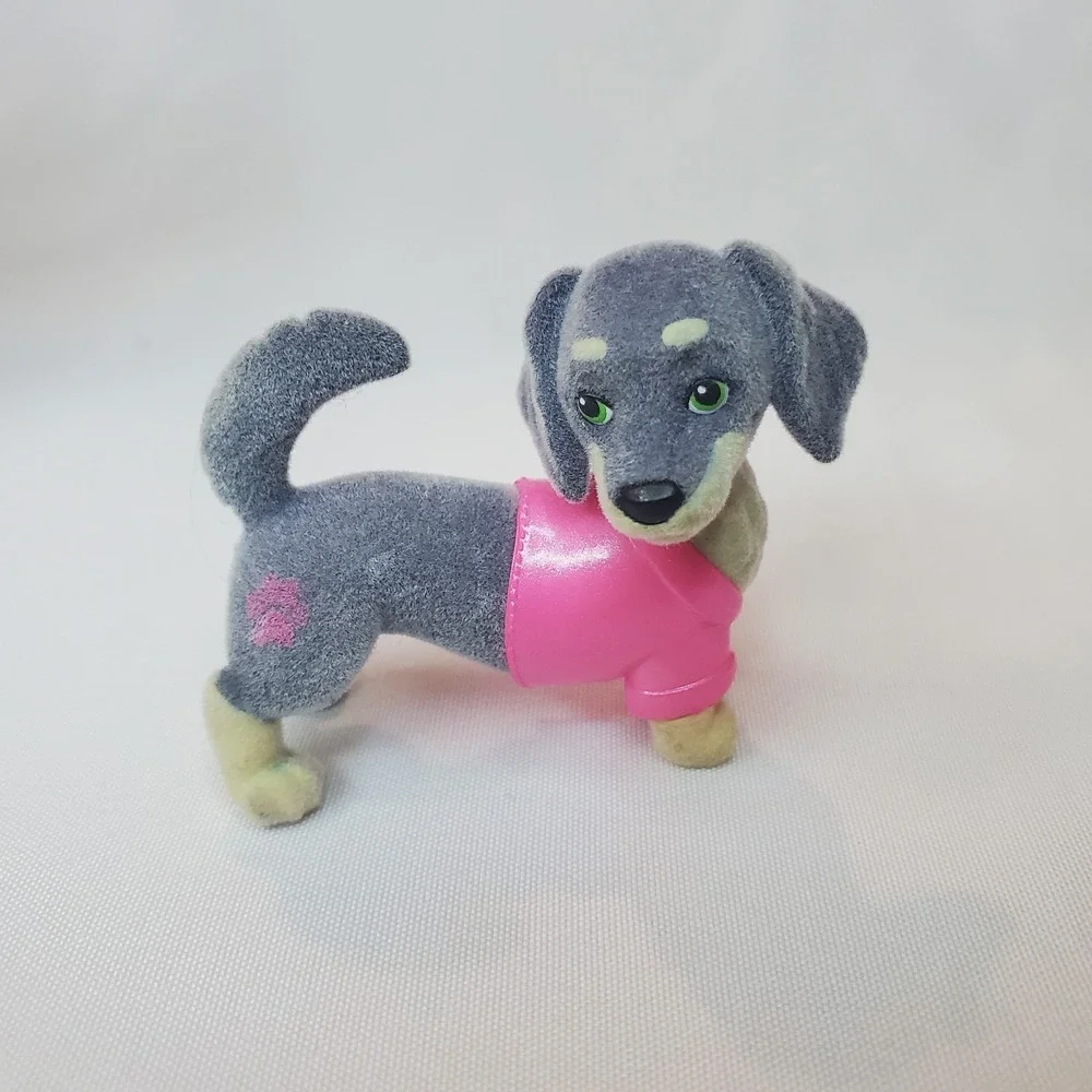 Barbie Pets Series 13 Mini Flocked Figure Grey Dog Daushund